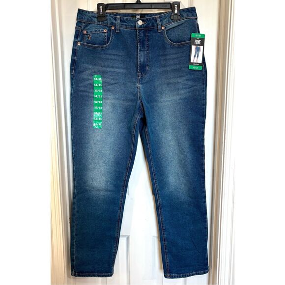 FRYE - NWT - L Sz 12 High Waist Straight-Leg Cropped Jeans in Amari Wash. - Picture 2 of 14
